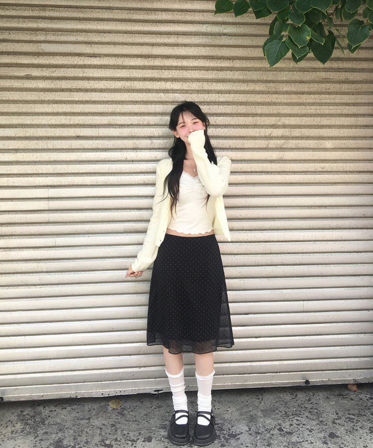 ドットシアーミディスカート BLACK