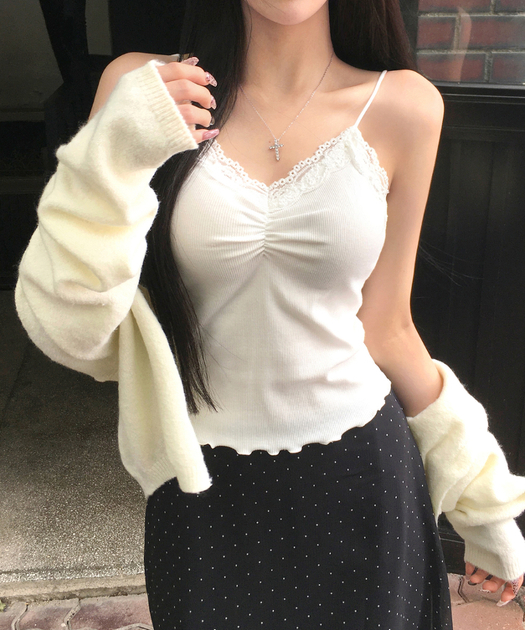 ラウンドネックニットカーディガン(6color) IVORY