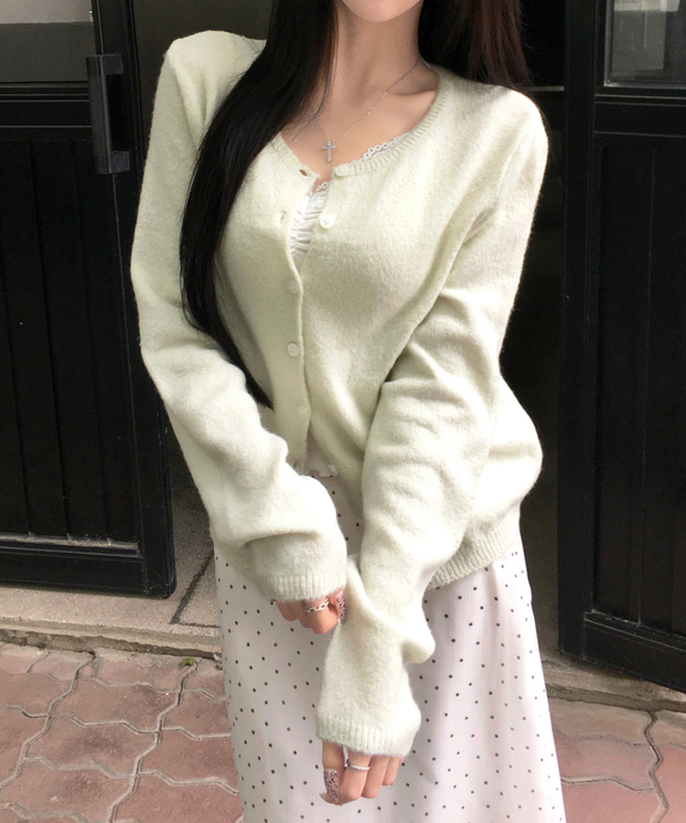 ラウンドネックニットカーディガン(6color) MINT