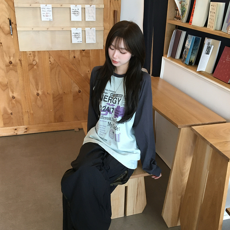 ラグランレタリング長袖Tシャツ MINT