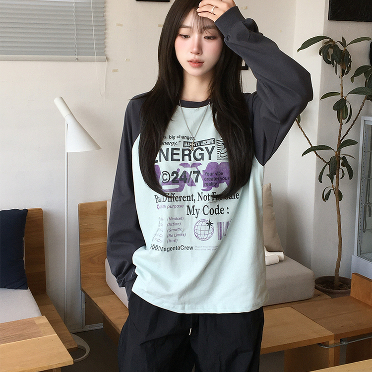 ラグランレタリング長袖Tシャツ MINT