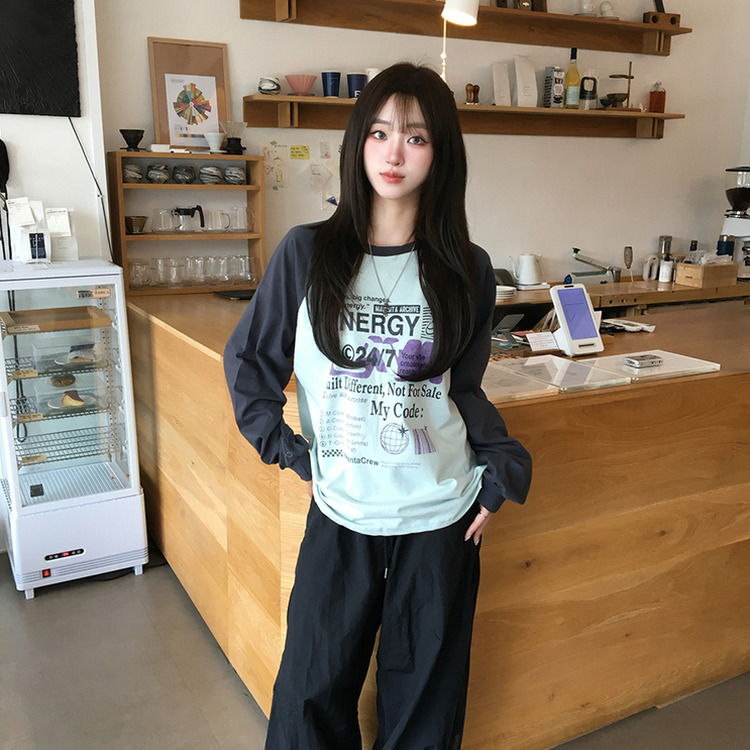 ラグランレタリング長袖Tシャツ MINT