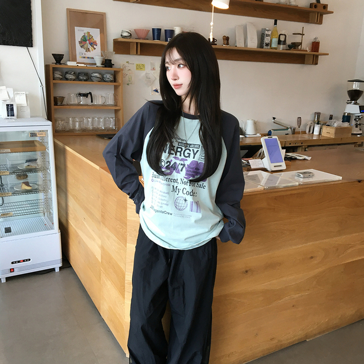 ラグランレタリング長袖Tシャツ MINT