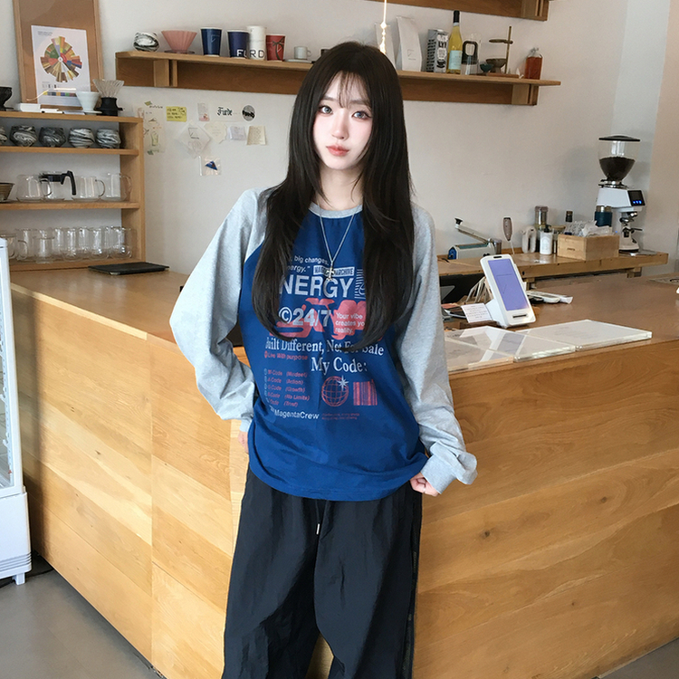 ラグランレタリング長袖Tシャツ DEEP BLUE
