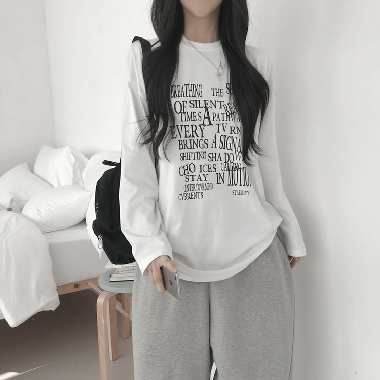 レタリングプリントラウンドネックTシャツ WHITE