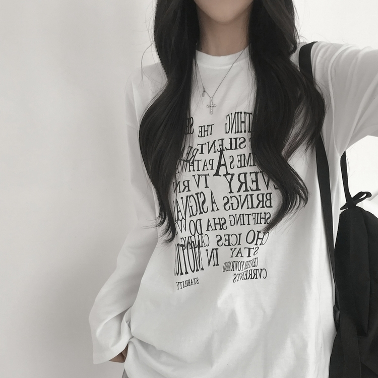 レタリングプリントラウンドネックTシャツ WHITE