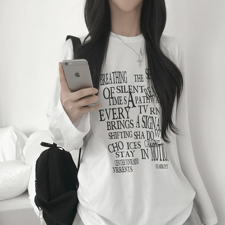 レタリングプリントラウンドネックTシャツ WHITE
