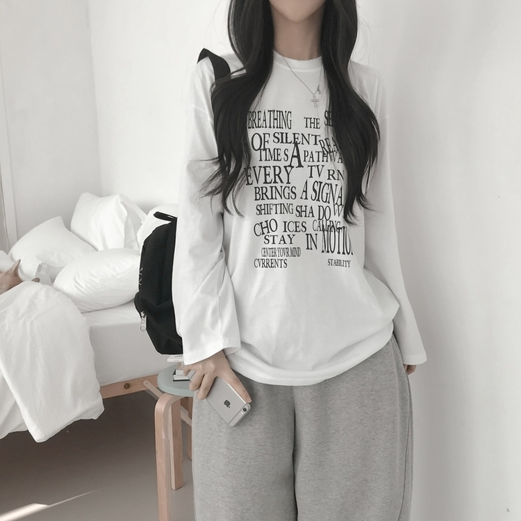 レタリングプリントラウンドネックTシャツ WHITE