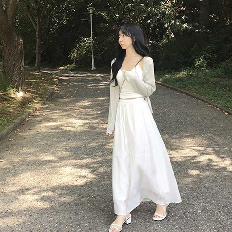 クラシックシフォンロングスカート IVORY