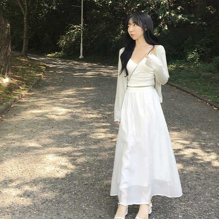 クラシックシフォンロングスカート IVORY