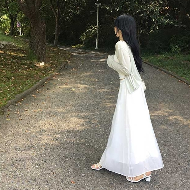 クラシックシフォンロングスカート IVORY