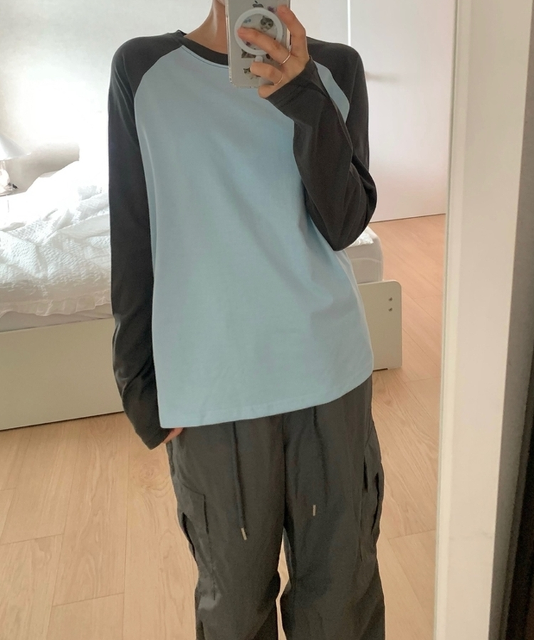 オーバーサイズラグランTシャツ(5color) SKY BLUE