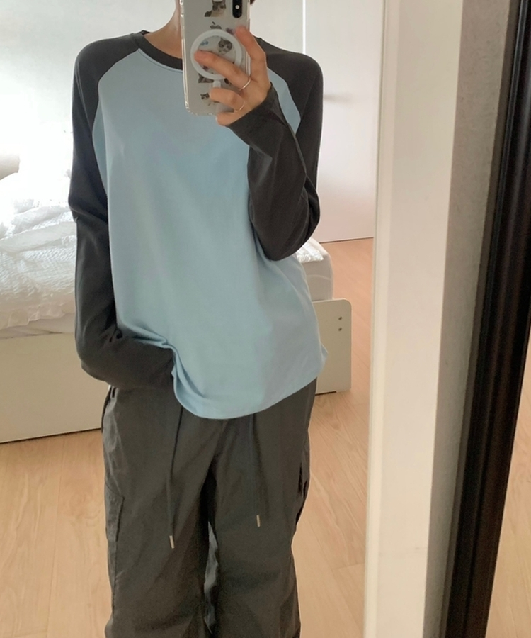 オーバーサイズラグランTシャツ(5color) SKY BLUE