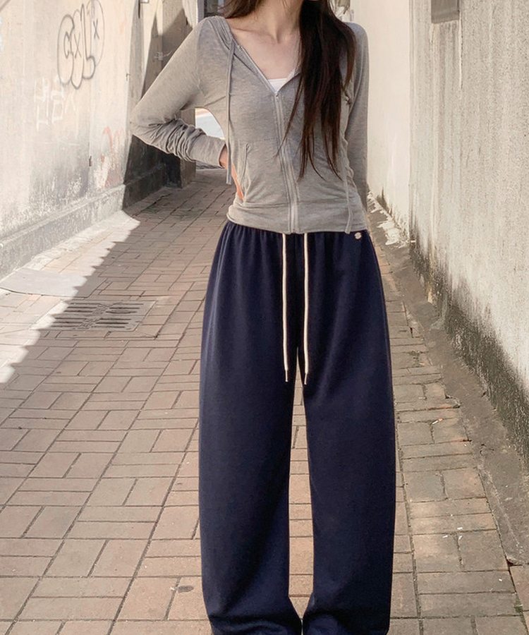 スリムフードジップアップTシャツ LIGHT GRAY