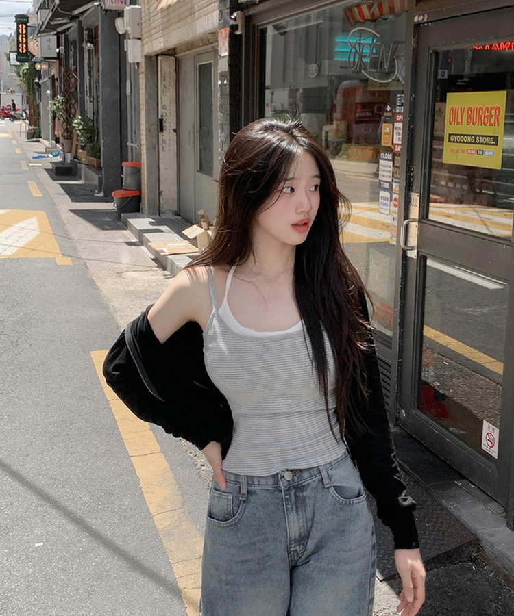 スリムフードジップアップTシャツ BLACK