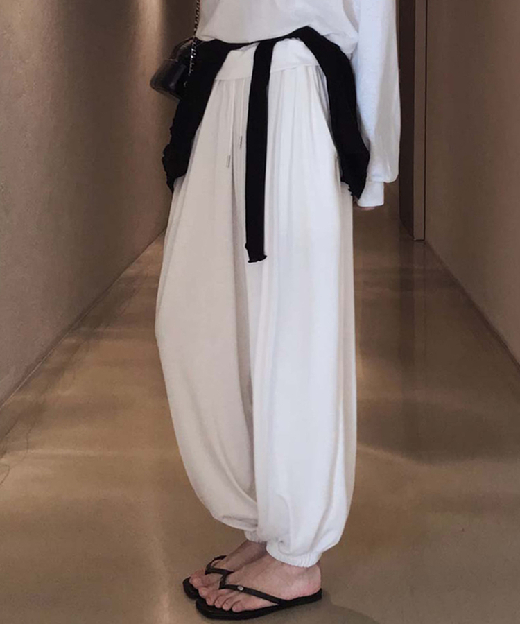 バルーンウエストゴムジョガーパンツ WHITE