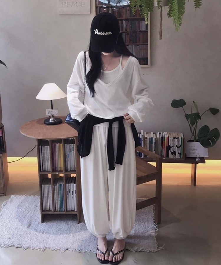 バルーンウエストゴムジョガーパンツ WHITE