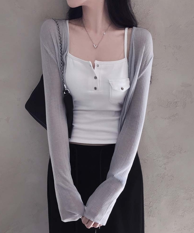 【カップ付き】ボタンキャップノースリーブ WHITE