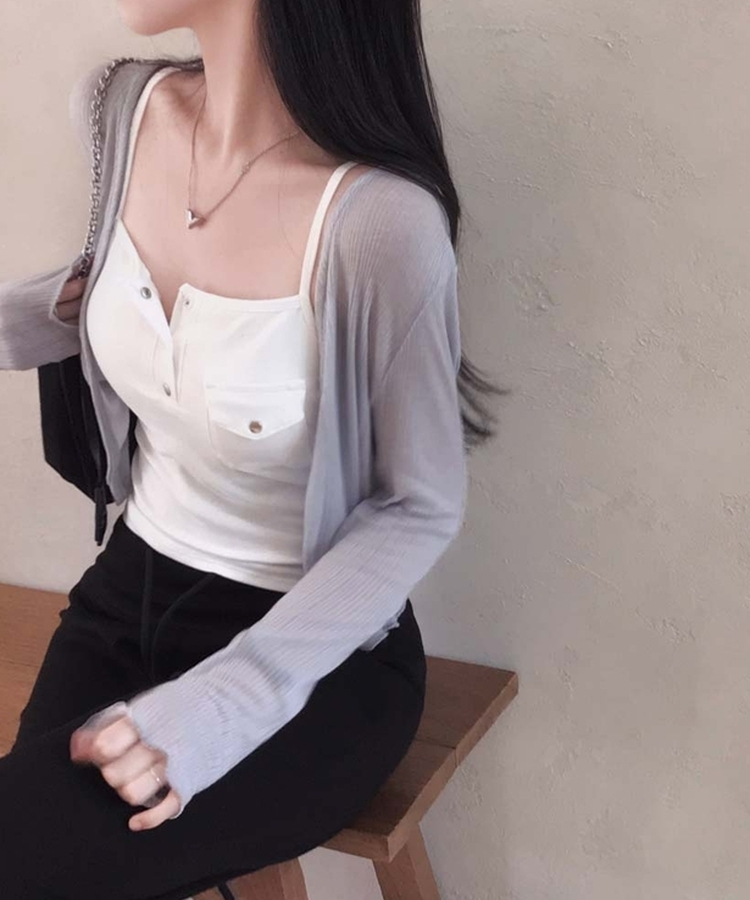 【カップ付き】ボタンキャップノースリーブ WHITE
