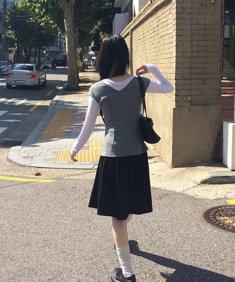 シャーリングフレアミディスカート BLACK
