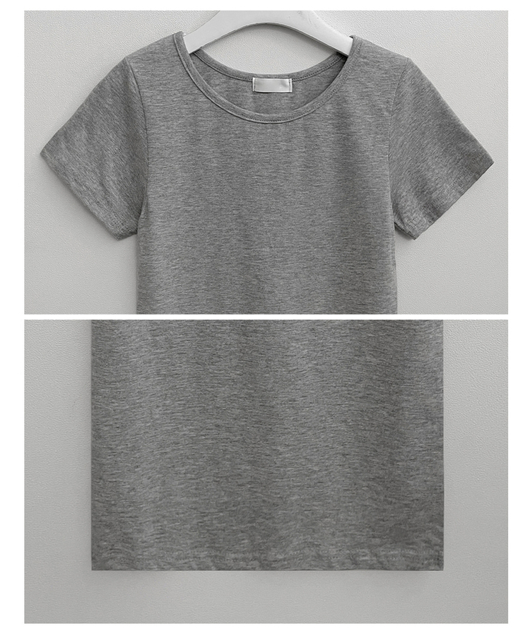 Uネックリブスリム半袖Tシャツ(6color)