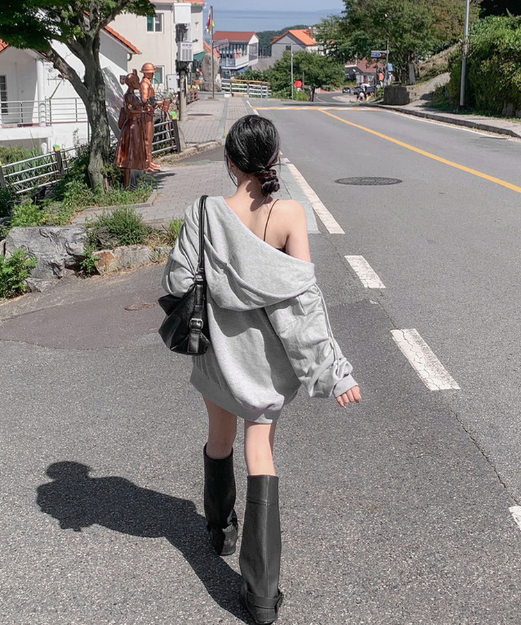 ジップアップフードトレーナー(5color) GREY