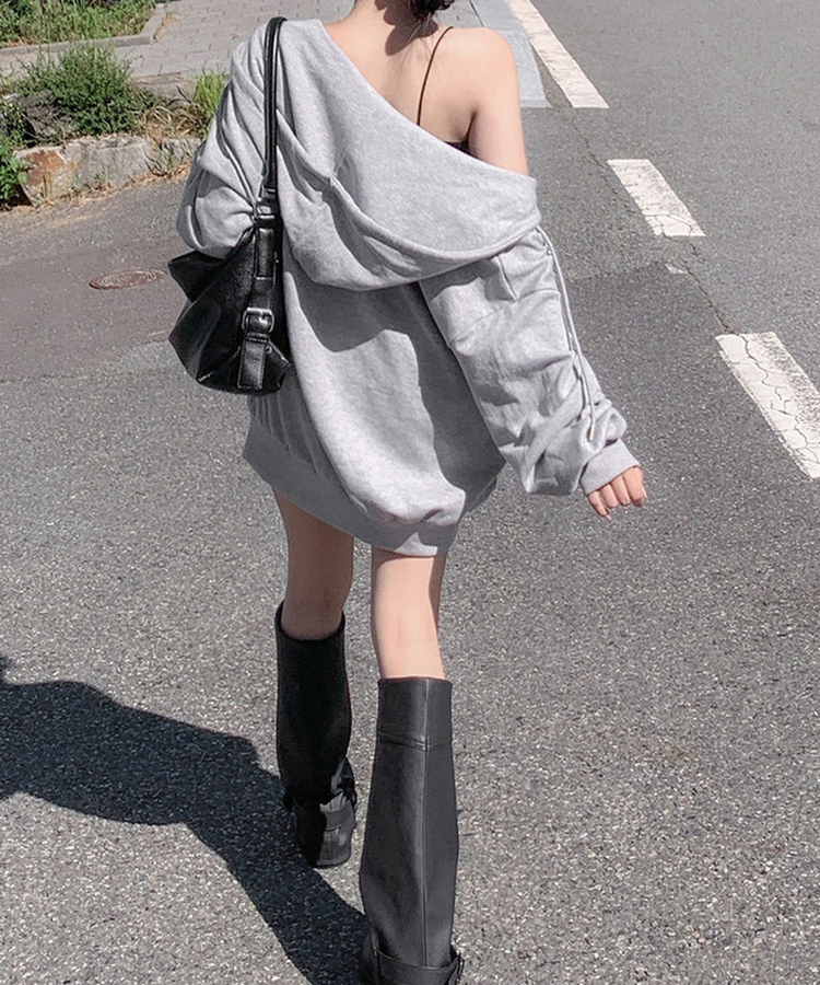 ジップアップフードトレーナー(5color) GREY