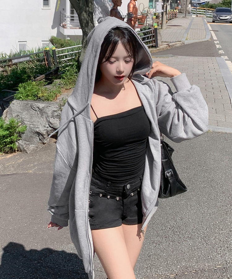 ジップアップフードトレーナー(5color) GREY