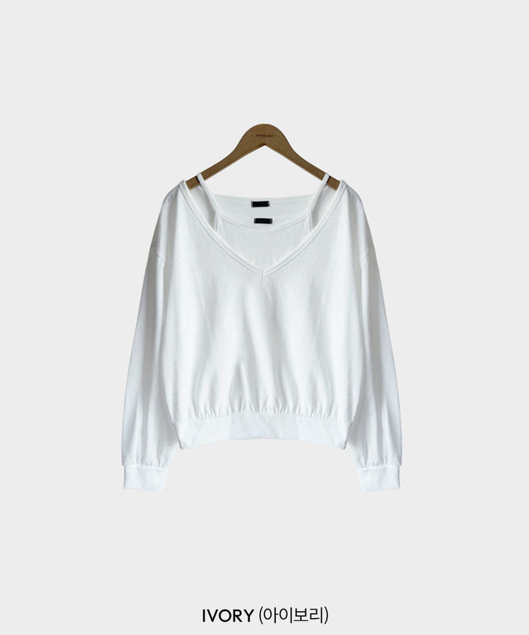 【SET】VネックスウェットTシャツ＋キャミソール