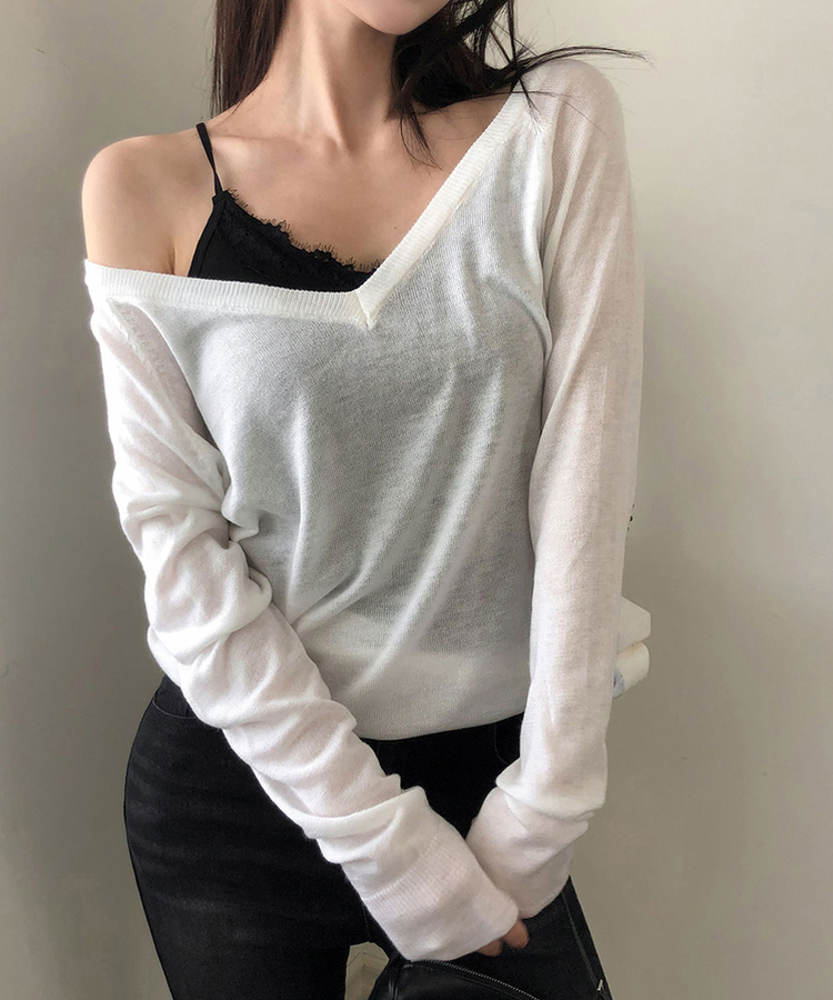 Vネックウールニット(6color) IVORY