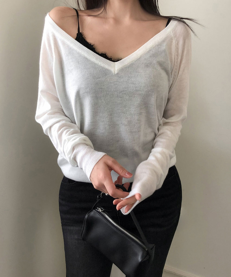 Vネックウールニット(6color) IVORY