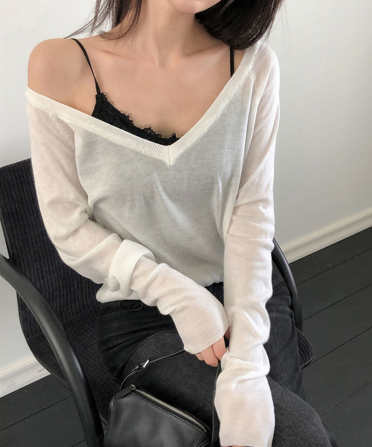 Vネックウールニット(6color) IVORY