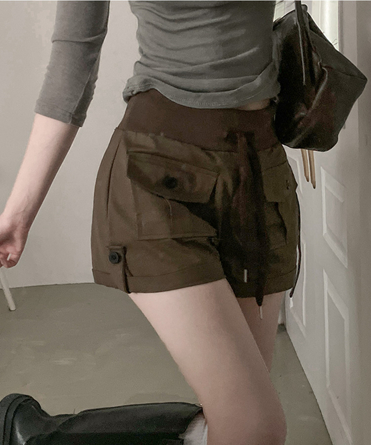 ロールアップカーゴショートパンツ BROWN