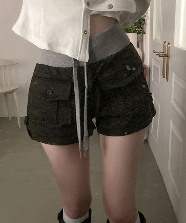ロールアップカーゴショートパンツ BLACK
