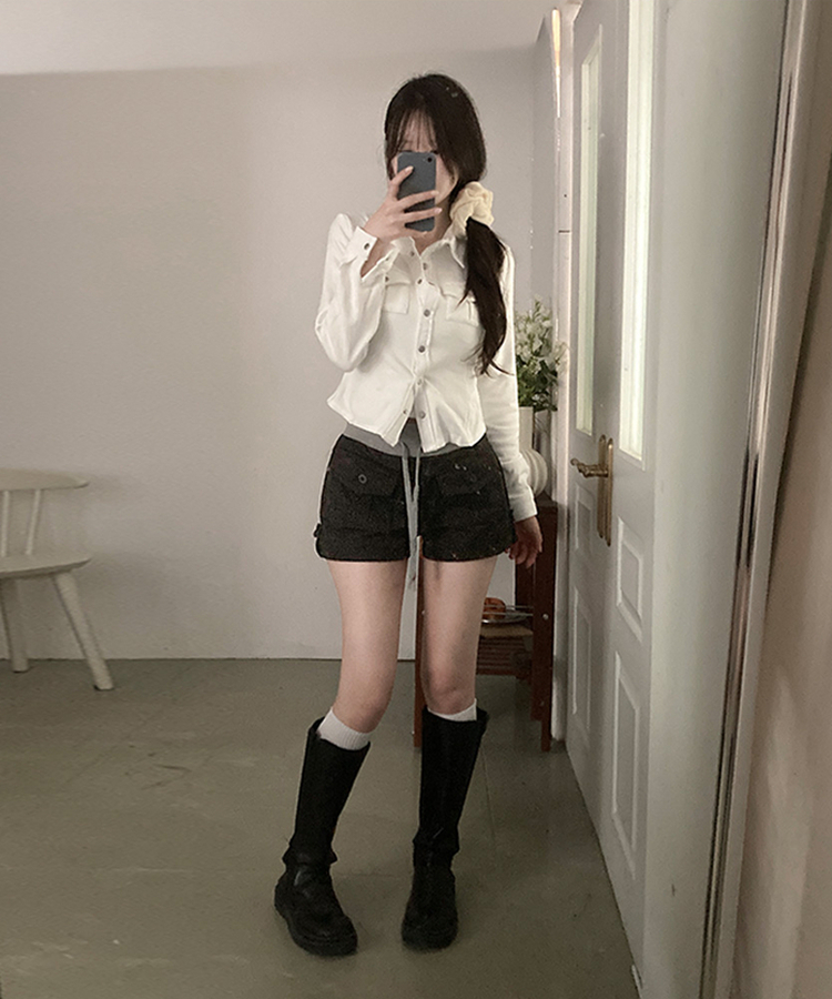 ロールアップカーゴショートパンツ BLACK