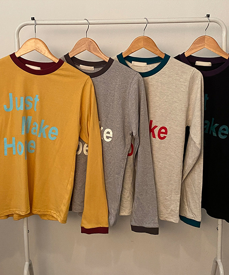 レタリングリンガー長袖Tシャツ