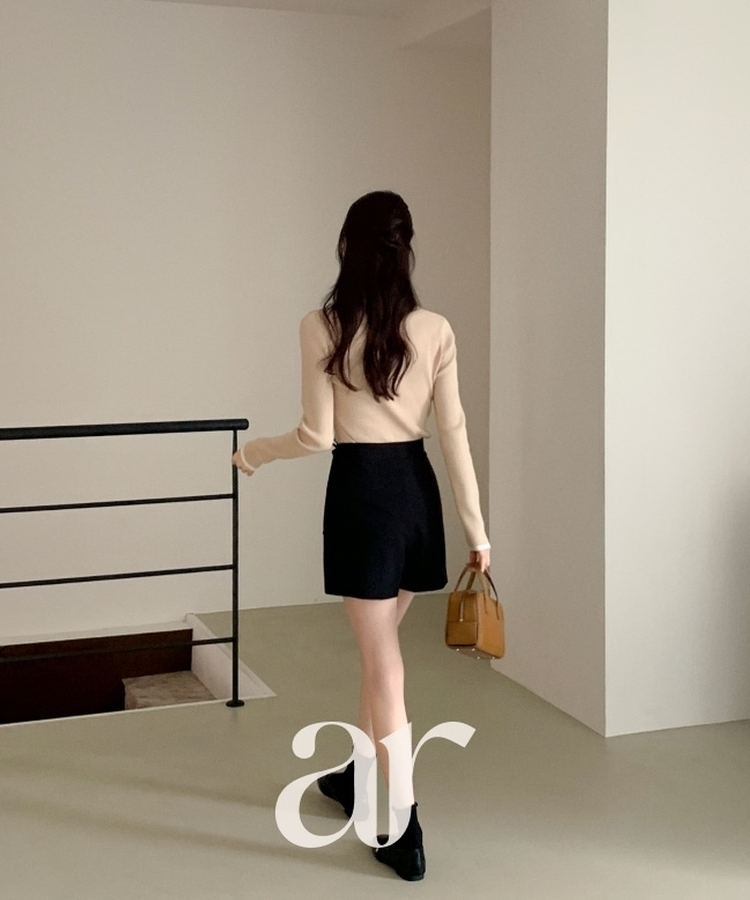 (韓国製)（国内製作）（楽ちんスカートパンツ）ラップスカート リボンストラップ ショーツパンツ BLACK