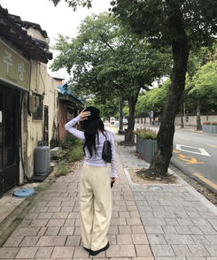 미니 도트 긴팔 골지 탑 화이트