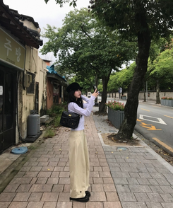 미니 도트 긴팔 골지 탑 화이트