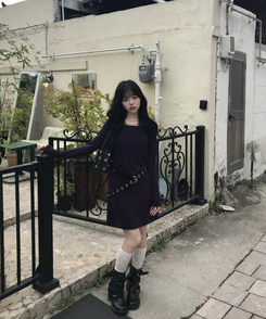 셔링 벨트 미들 부츠 블랙