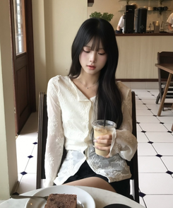 플라워 시어 카디건 아이보리