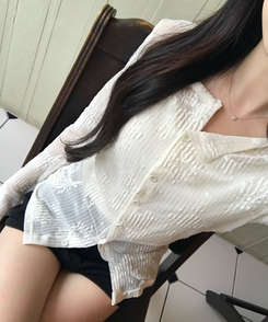 플라워 시어 카디건 아이보리