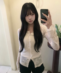 플라워 시어 카디건 아이보리