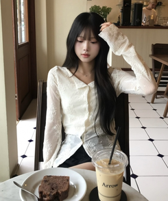 플라워 시어 카디건 아이보리