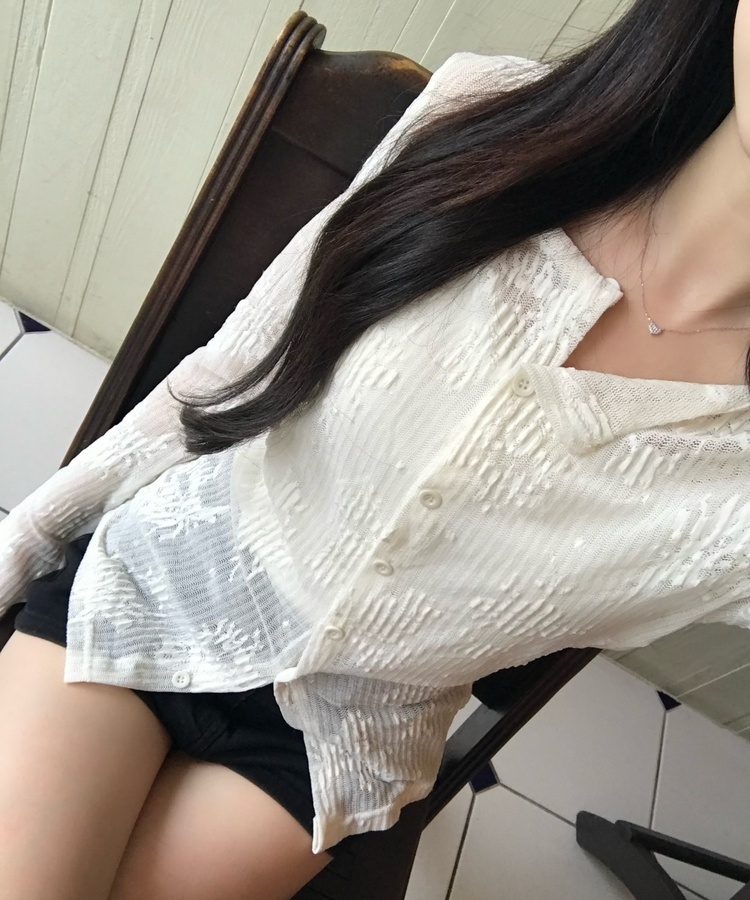 플라워 시어 카디건 아이보리
