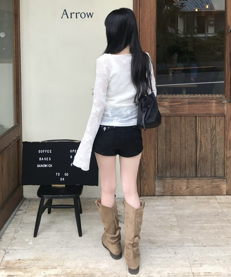 플라워 시어 카디건 아이보리