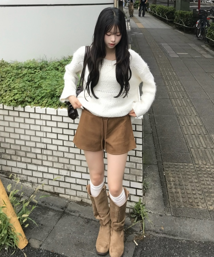 スエードフレアショートパンツ｜ショートパンツ｜韓国ファッション通販