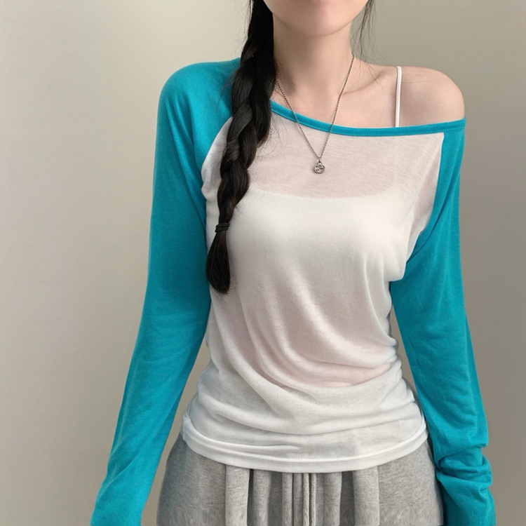 シアーワンショルダーTシャツ(5color) AQUA