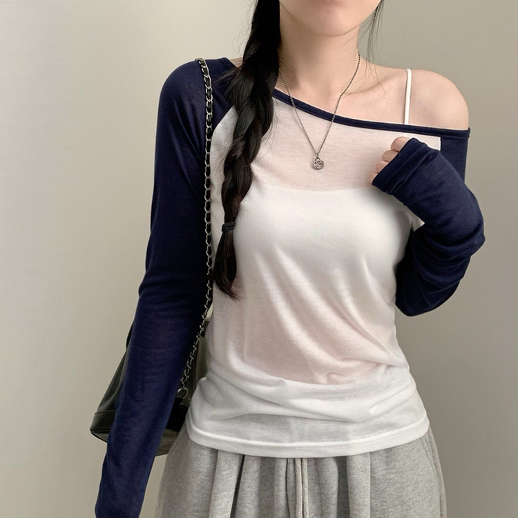 シアーワンショルダーTシャツ(5color) DARK NAVY