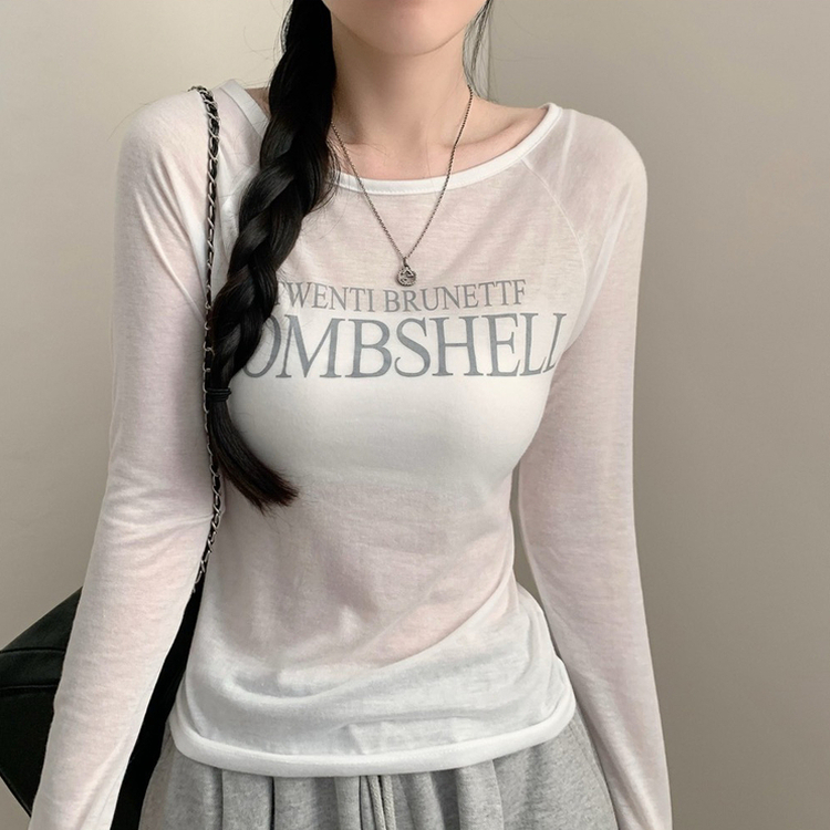 レタリングシアーオフショルTシャツ IVORY
